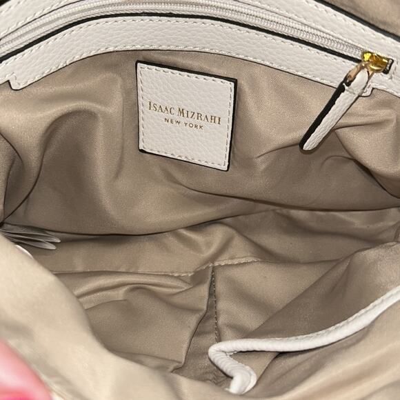 Isaac Mizrahi whit with black stripe clutch - Picture 9 of 13